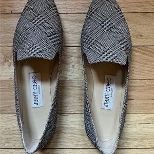 Jimmy Choo Black and Silver Glitter Flats